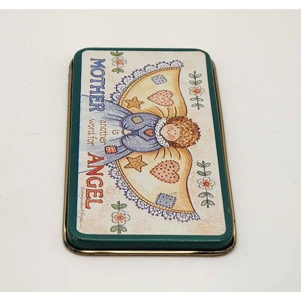 VTG Folk Art Angel Mother's Day Tin Magnet Robin Davis Patchwork Country